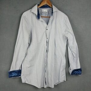 Nordstrom Rack Dress Shirt Mens 16.5‎ White Printed Cotton Long Sleeve Button Up